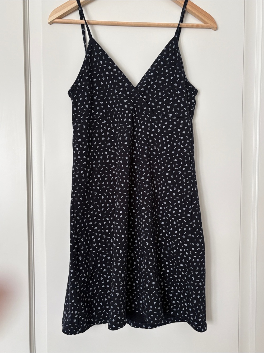 Brandy Melville Black Slip Dress with White Flower Print